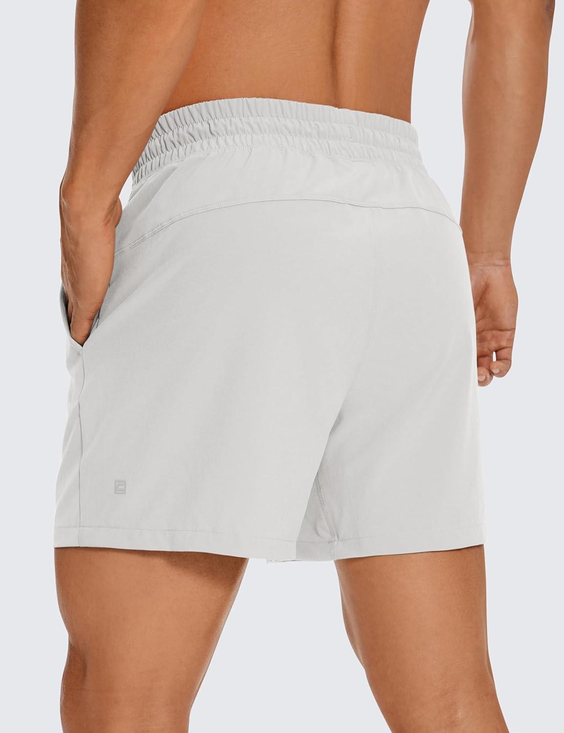 imageCRZ YOGA Mens Linerless Workout Shorts 5 Lightweight Quick Dry for Running Sports Athletic Gym with PocketsPlatinum Grey