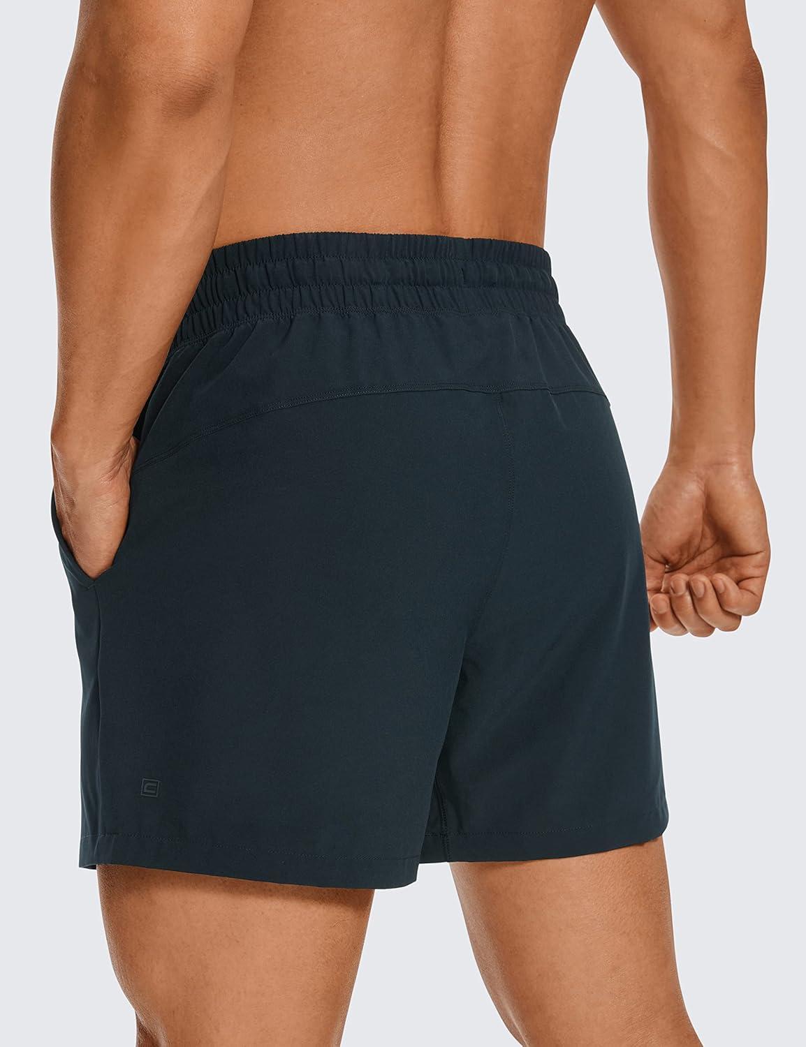 imageCRZ YOGA Mens Linerless Workout Shorts 5 Lightweight Quick Dry for Running Sports Athletic Gym with PocketsTrue Navy
