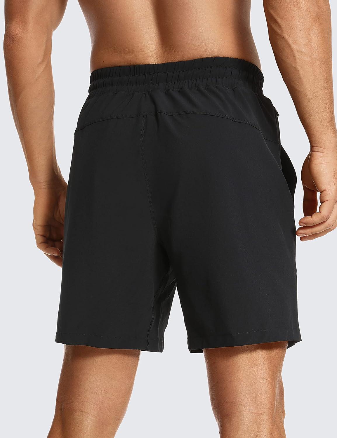 imageCRZ YOGA Mens Linerless Workout Shorts 7 Quick Dry for Running Sports Athletic Gym with PocketsBlack