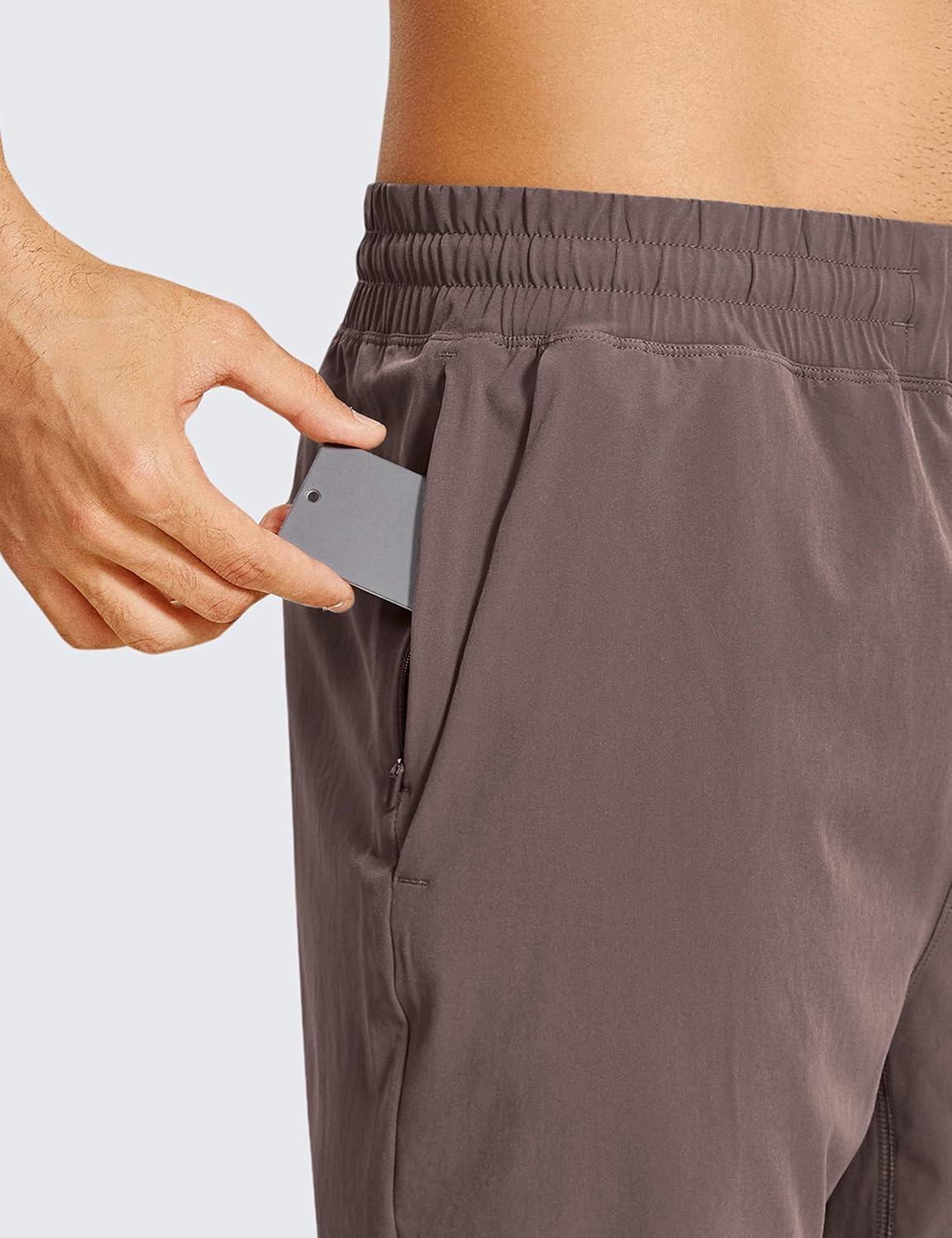 imageCRZ YOGA Mens Linerless Workout Shorts 7 Quick Dry for Running Sports Athletic Gym with PocketsBrown Rock