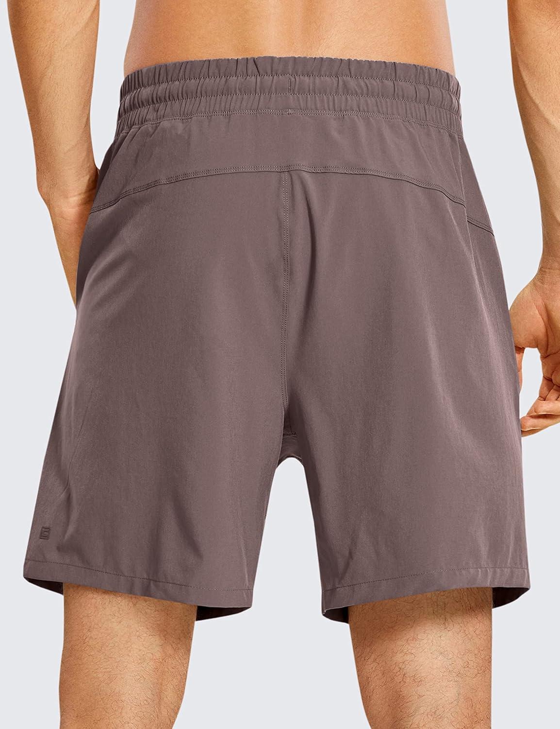 imageCRZ YOGA Mens Linerless Workout Shorts 7 Quick Dry for Running Sports Athletic Gym with PocketsBrown Rock