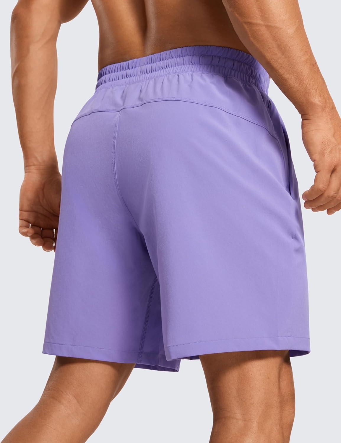 imageCRZ YOGA Mens Linerless Workout Shorts 7 Quick Dry for Running Sports Athletic Gym with PocketsDark Lavender Purple