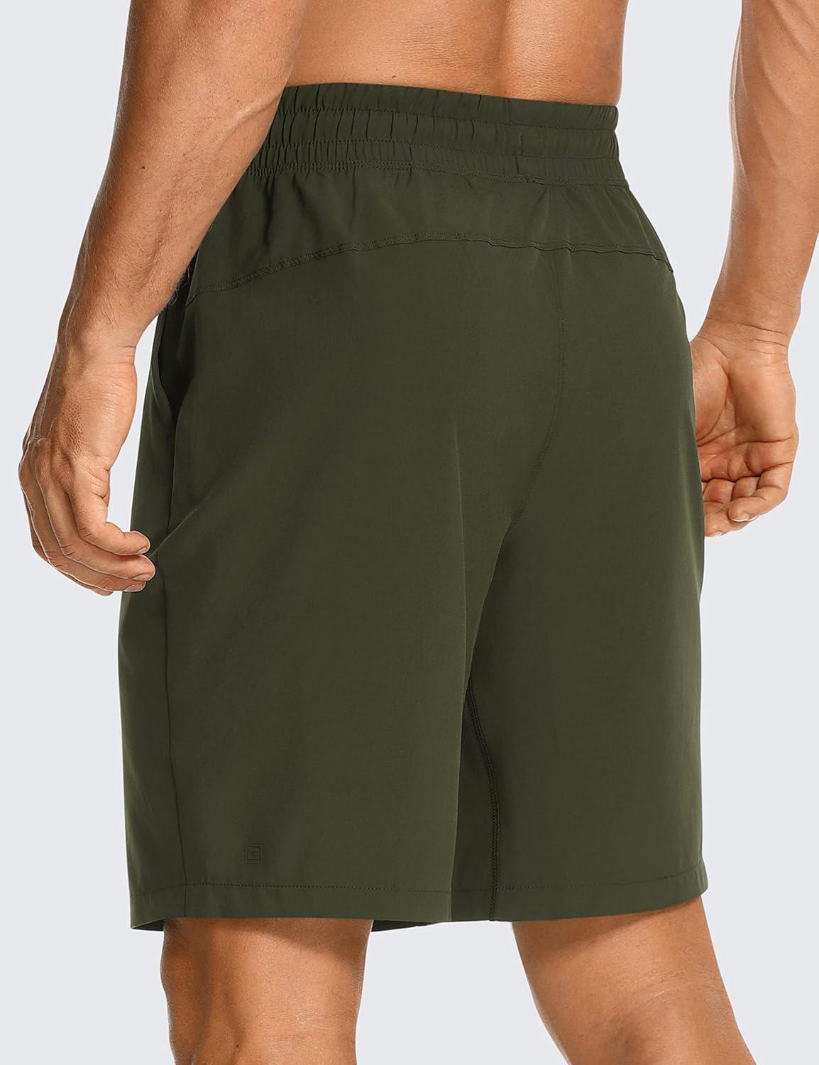 imageCRZ YOGA Mens Linerless Workout Shorts 7 Quick Dry for Running Sports Athletic Gym with PocketsDark Olive