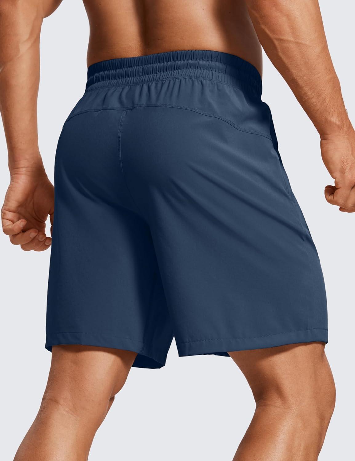 imageCRZ YOGA Mens Linerless Workout Shorts 7 Quick Dry for Running Sports Athletic Gym with PocketsElectric Blue