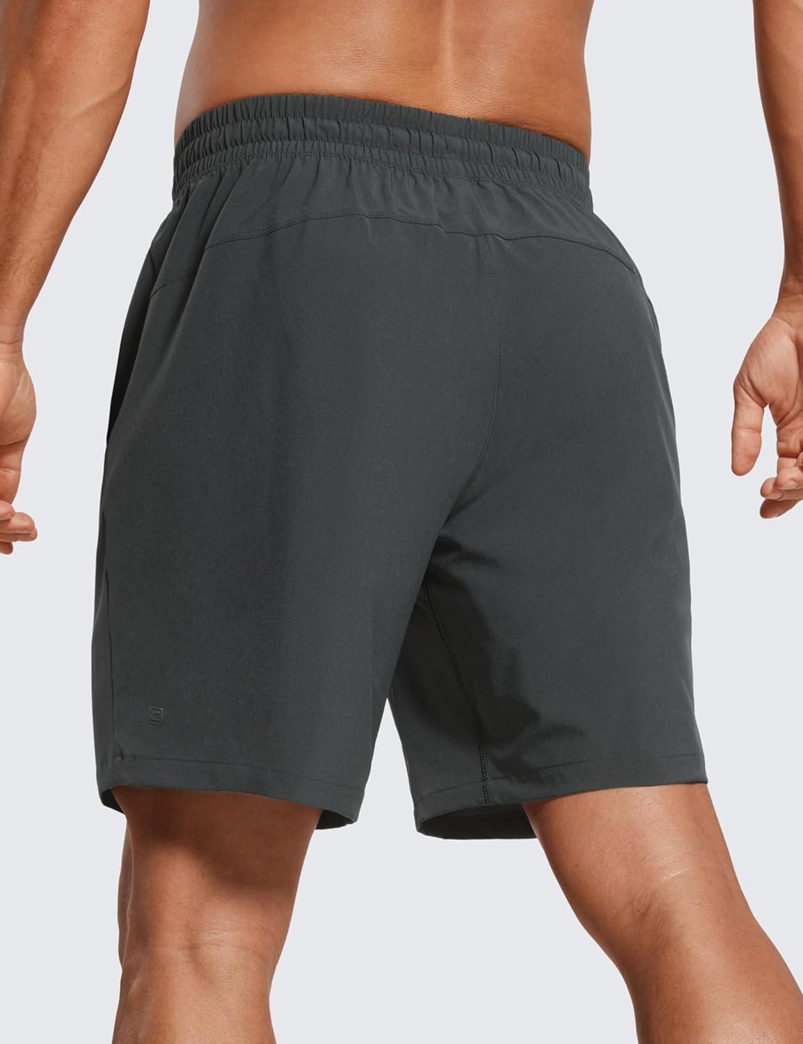 imageCRZ YOGA Mens Linerless Workout Shorts 7 Quick Dry for Running Sports Athletic Gym with PocketsInk Gray