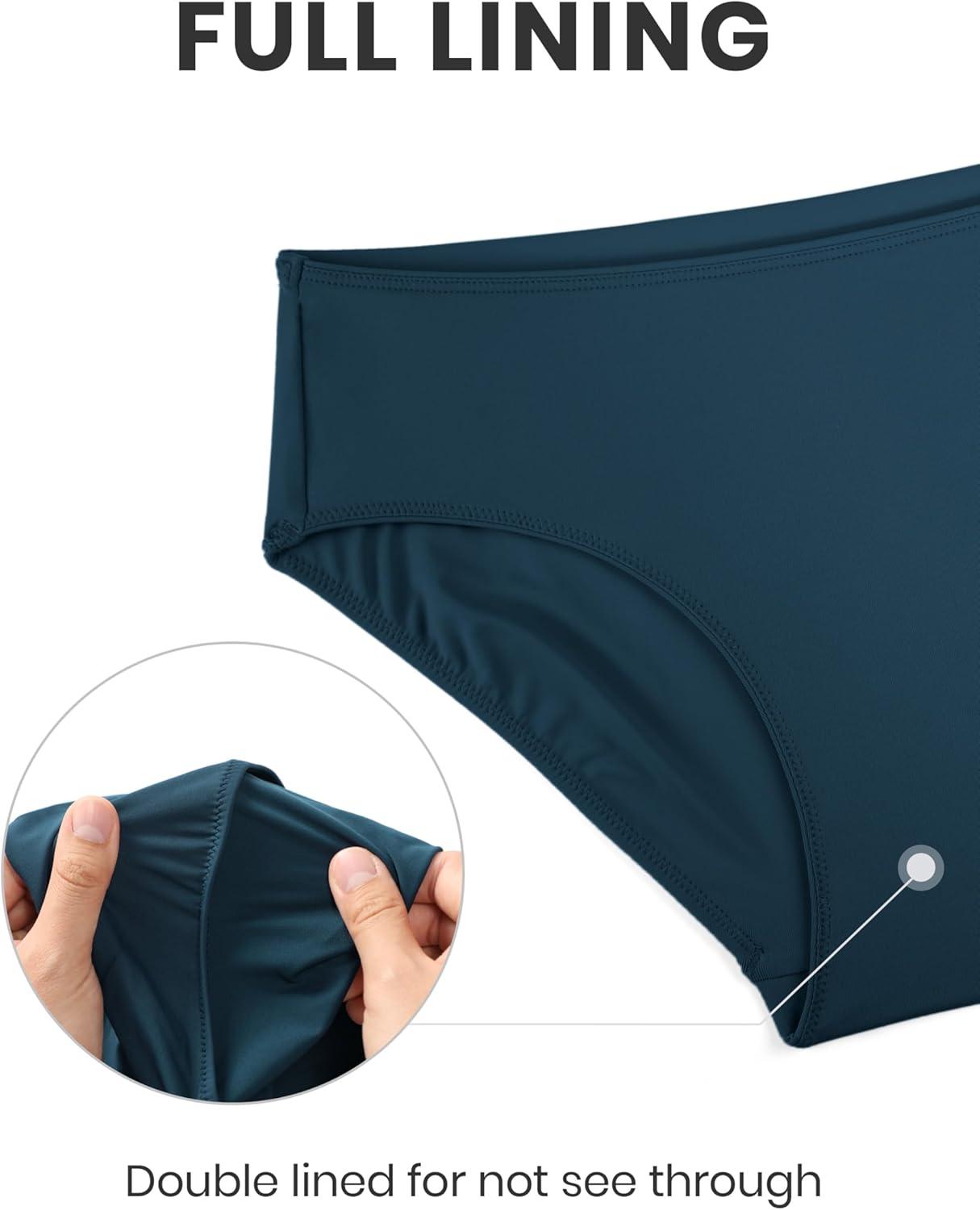 imageCRZ YOGA Mid Waisted Bikini Bottoms for Women Full Coverage Bathing Suit Swimsuit Basic Swim BriefsInsignia Blue