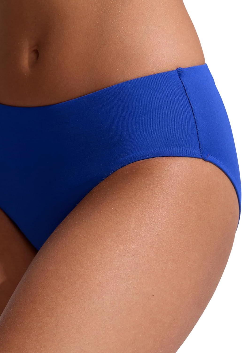 imageCRZ YOGA Mid Waisted Bikini Bottoms for Women Full Coverage Bathing Suit Swimsuit Basic Swim BriefsWaves Blue