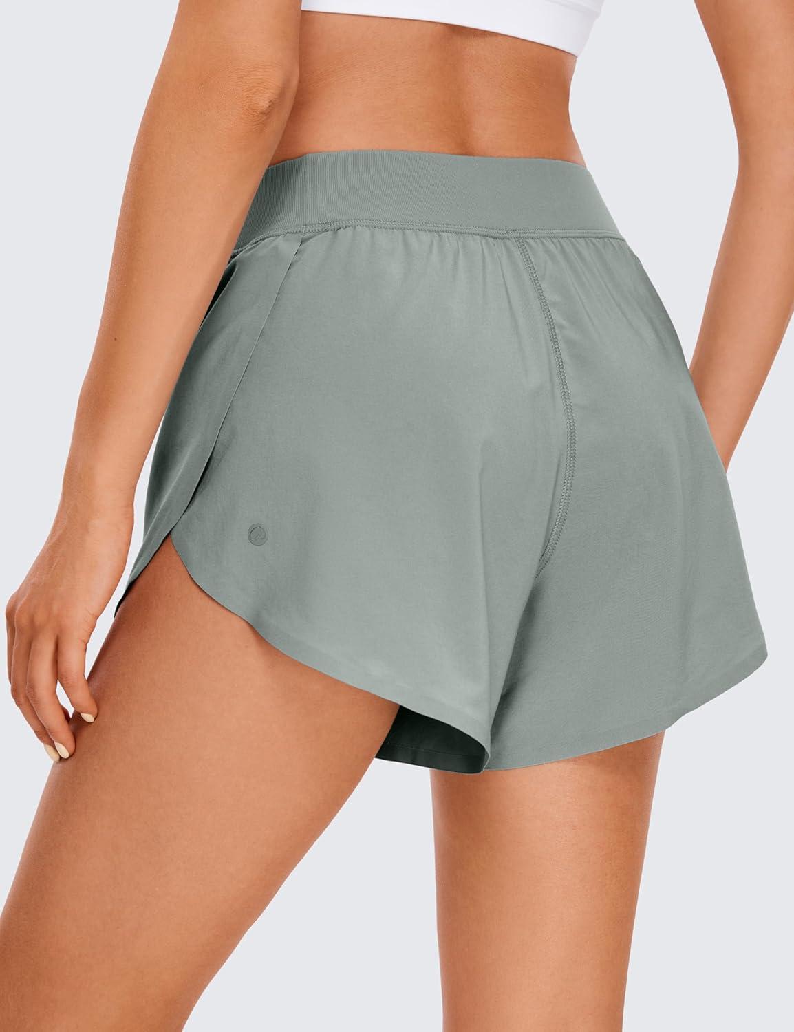 imageCRZ YOGA Mid Waisted Split Running Shorts for Women 4quot Comfy Mesh Liner for Workout Athletic Gym Track Quick DrySterling