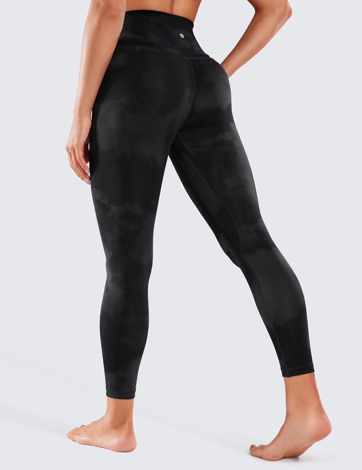 imageCRZ YOGA Naked Feeling Workout Leggings 25 High Waist Yoga Training Tight Womens PantsBlack Tie Dye Flowers