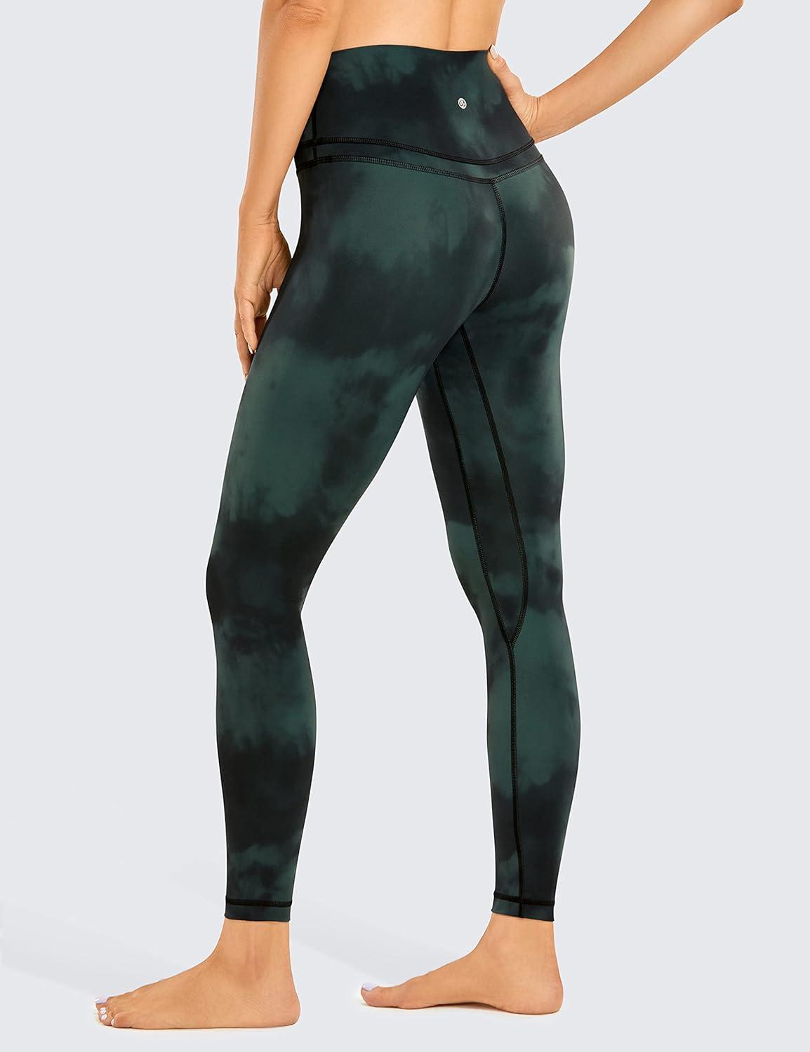 imageCRZ YOGA Naked Feeling Workout Leggings 25 High Waist Yoga Training Tight Womens PantsEmerald Green Tiedye Flowers