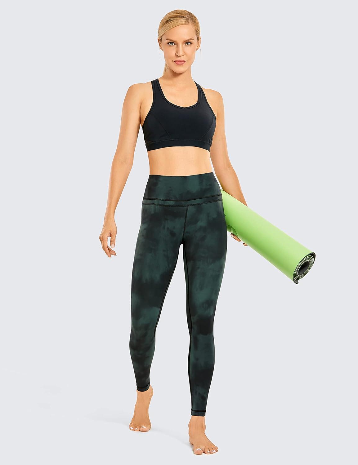 imageCRZ YOGA Naked Feeling Workout Leggings 25 High Waist Yoga Training Tight Womens PantsEmerald Green Tiedye Flowers