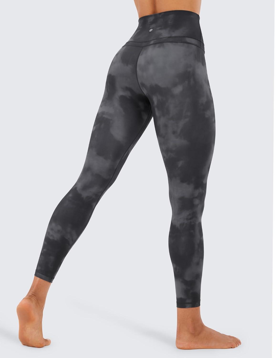 imageCRZ YOGA Naked Feeling Workout Leggings 25 High Waist Yoga Training Tight Womens PantsGrey Tie Dye Flowers