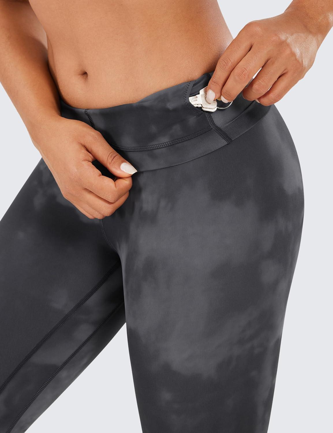 imageCRZ YOGA Naked Feeling Workout Leggings 25 High Waist Yoga Training Tight Womens PantsGrey Tie Dye Flowers