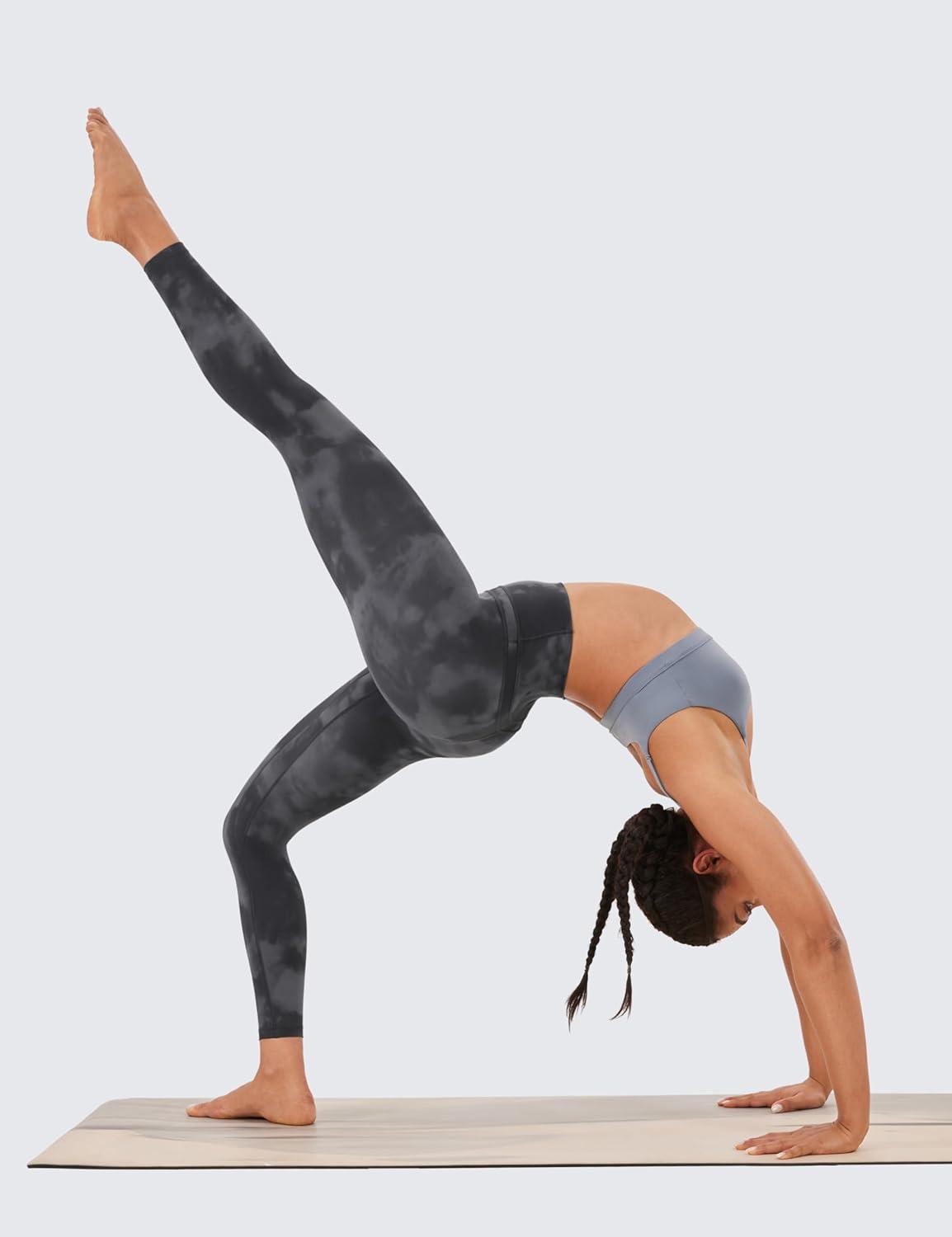 imageCRZ YOGA Naked Feeling Workout Leggings 25 High Waist Yoga Training Tight Womens PantsGrey Tie Dye Flowers