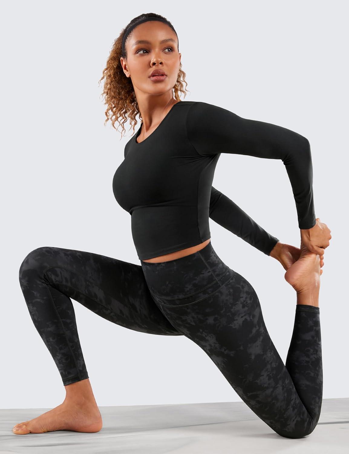 imageCRZ YOGA Naked Feeling Workout Leggings 25 High Waist Yoga Training Tight Womens PantsTie Dye Smoke Ink