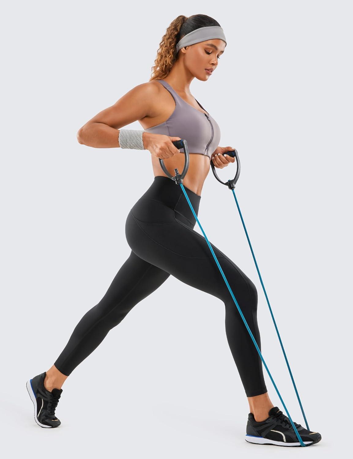 imageCRZ YOGA Naked Feeling Workout Leggings Pockets 25 High Waisted Womens Yoga Pants Running TightsBlack