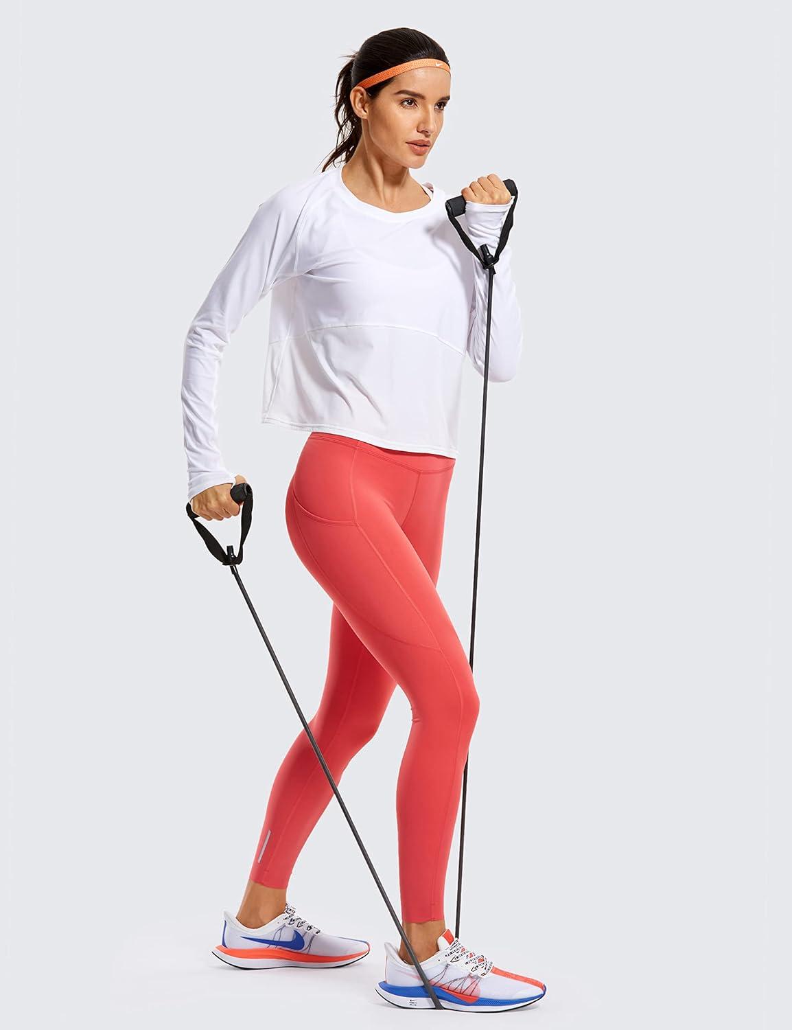 imageCRZ YOGA Naked Feeling Workout Leggings Pockets 25 High Waisted Womens Yoga Pants Running TightsBrick Rose