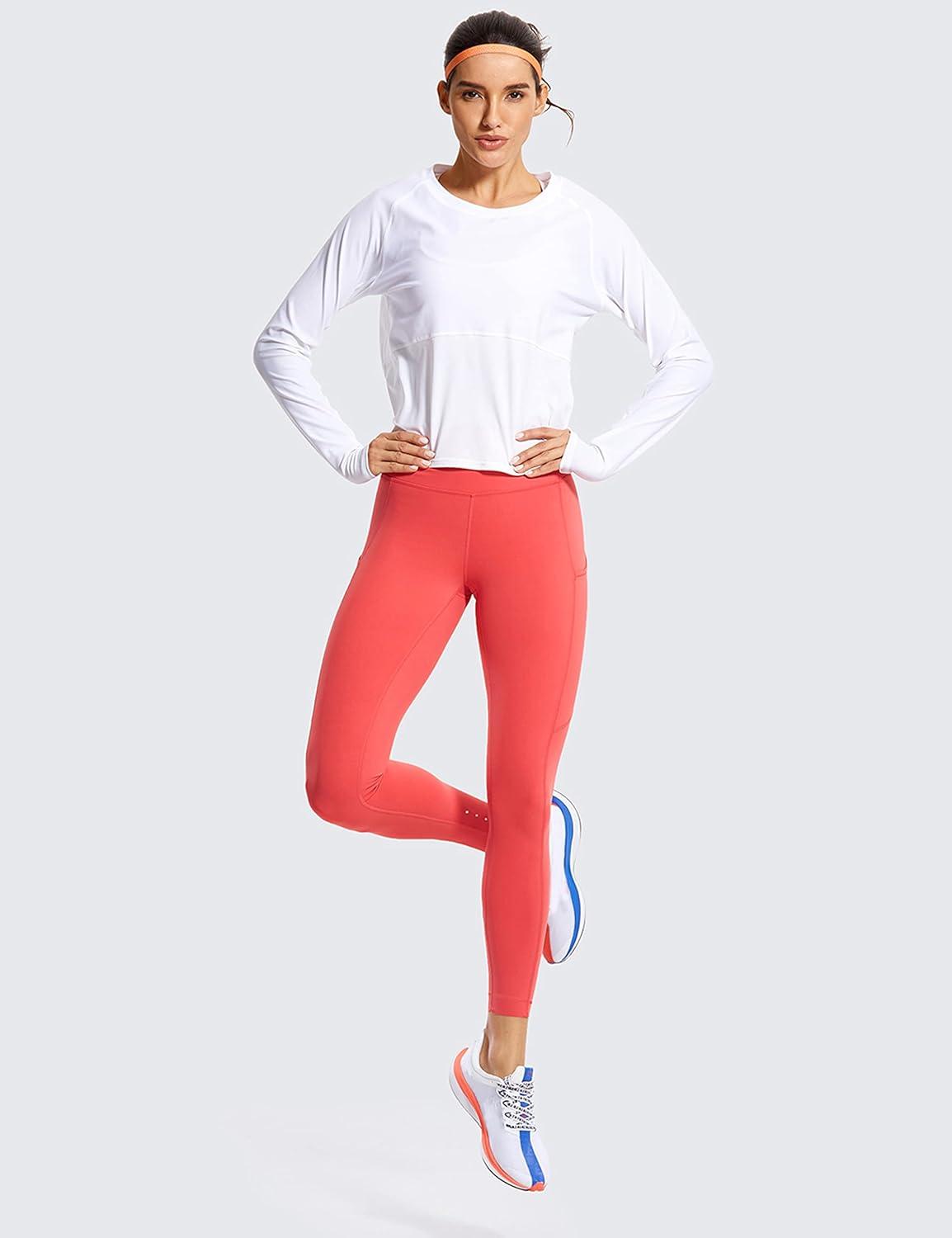 imageCRZ YOGA Naked Feeling Workout Leggings Pockets 25 High Waisted Womens Yoga Pants Running TightsBrick Rose