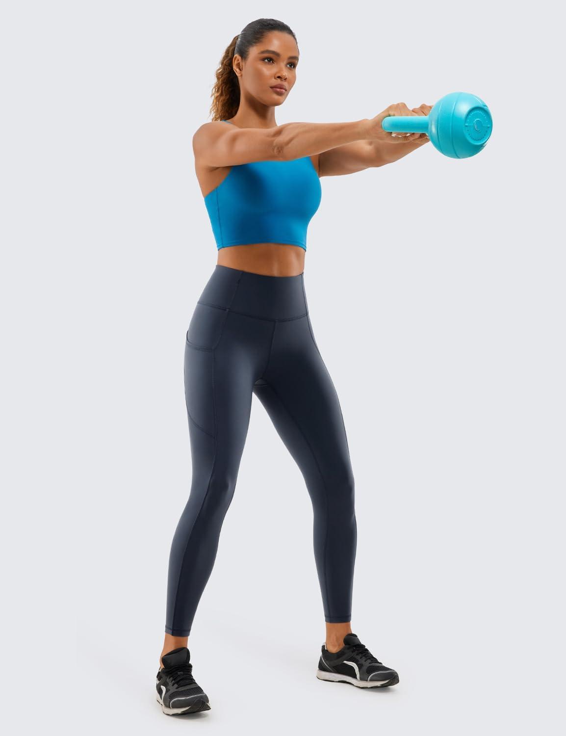 imageCRZ YOGA Naked Feeling Workout Leggings Pockets 25 High Waisted Womens Yoga Pants Running TightsNavy