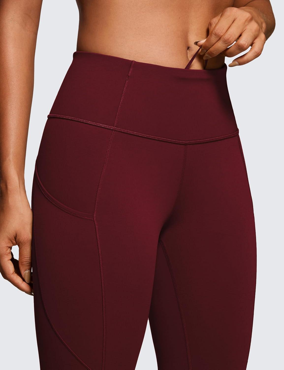 imageCRZ YOGA Naked Feeling Workout Leggings Pockets 25 High Waisted Womens Yoga Pants Running TightsRed Merlot