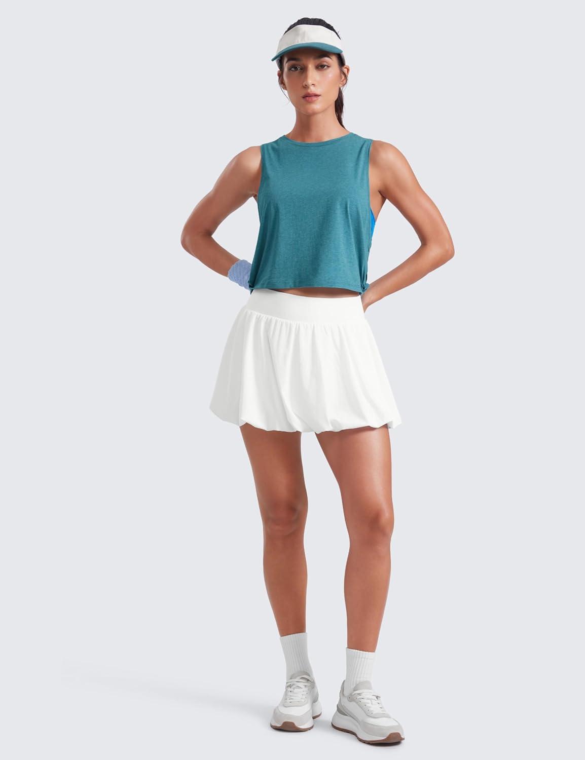 imageCRZ YOGA Pima Cotton Large Armhole Tank Tops for Women Workout Sport Athletic Yoga Running Gym Loose Crop Sleeveless ShirtsDeep Armholekingfisher Heather