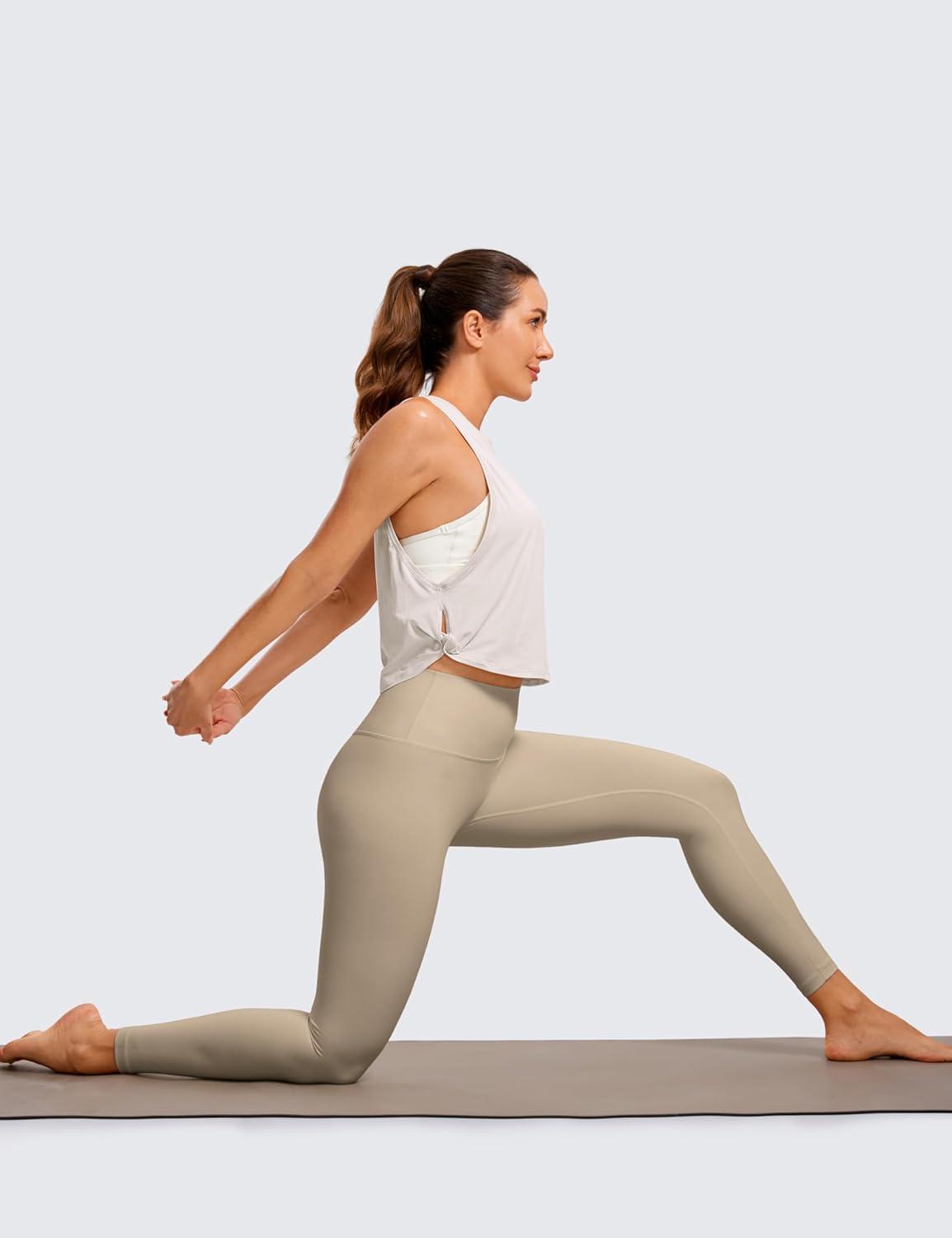 imageCRZ YOGA Pima Cotton Large Armhole Tank Tops for Women Workout Sport Athletic Yoga Running Gym Loose Crop Sleeveless ShirtsWhite Apricot