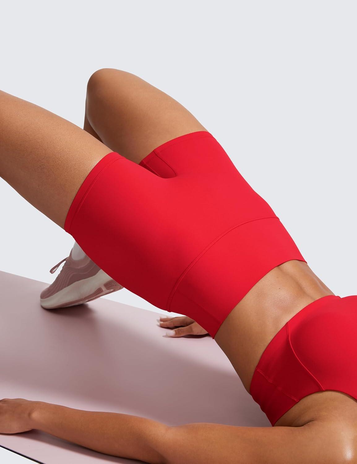 imageCRZ YOGA Secretsculpt Butterlift Biker Shorts 4quot No Front Seam High Waisted Womens Workout Gym Booty Scrunch ButtAurora Red