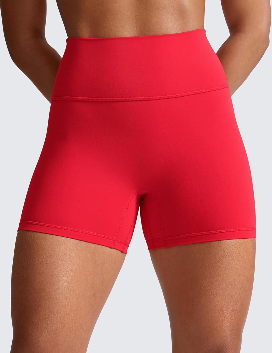 imageCRZ YOGA Secretsculpt Butterlift Biker Shorts 4quot No Front Seam High Waisted Womens Workout Gym Booty Scrunch ButtAurora Red
