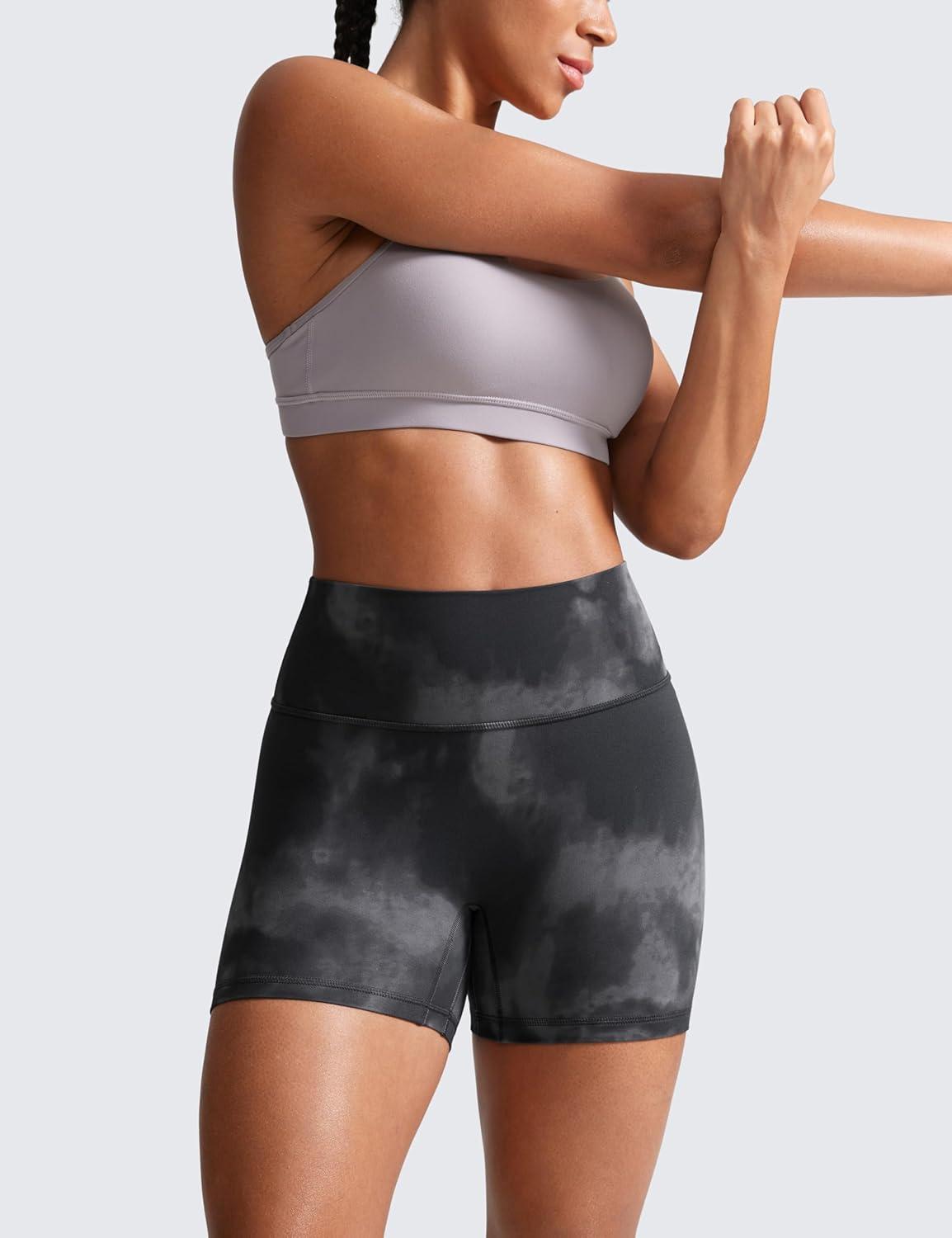 imageCRZ YOGA Secretsculpt Butterlift Biker Shorts 4quot No Front Seam High Waisted Womens Workout Gym Booty Scrunch ButtGrey Tie Dye Flowers