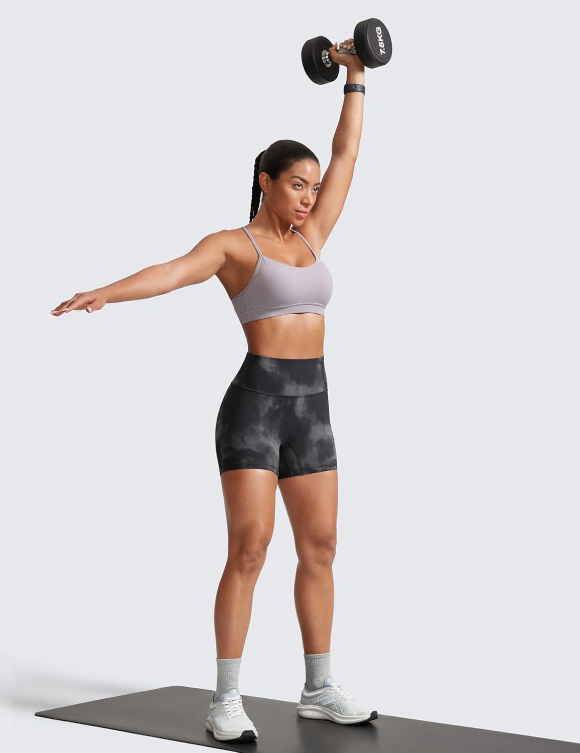 imageCRZ YOGA Secretsculpt Butterlift Biker Shorts 4quot No Front Seam High Waisted Womens Workout Gym Booty Scrunch ButtGrey Tie Dye Flowers