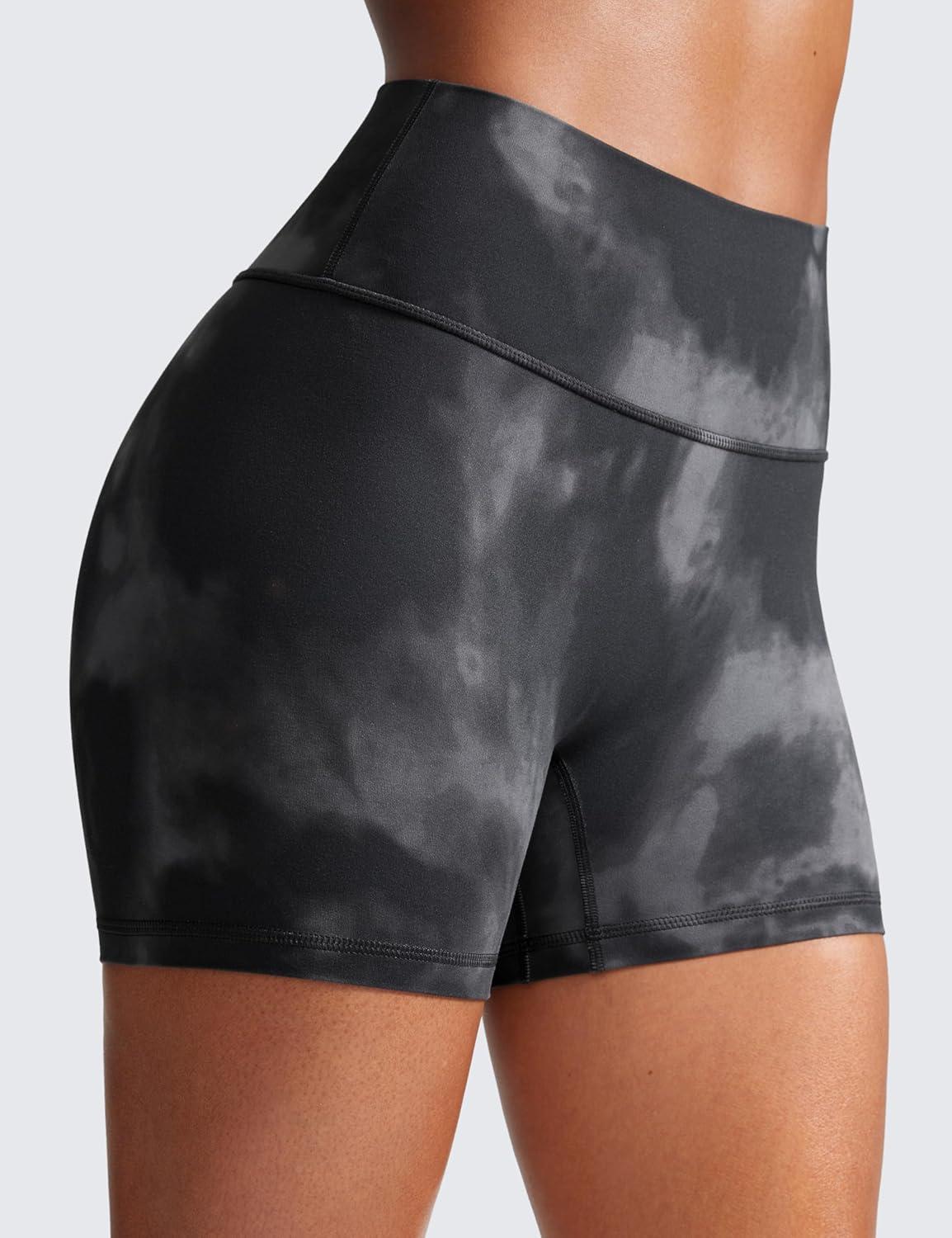 imageCRZ YOGA Secretsculpt Butterlift Biker Shorts 4quot No Front Seam High Waisted Womens Workout Gym Booty Scrunch ButtGrey Tie Dye Flowers