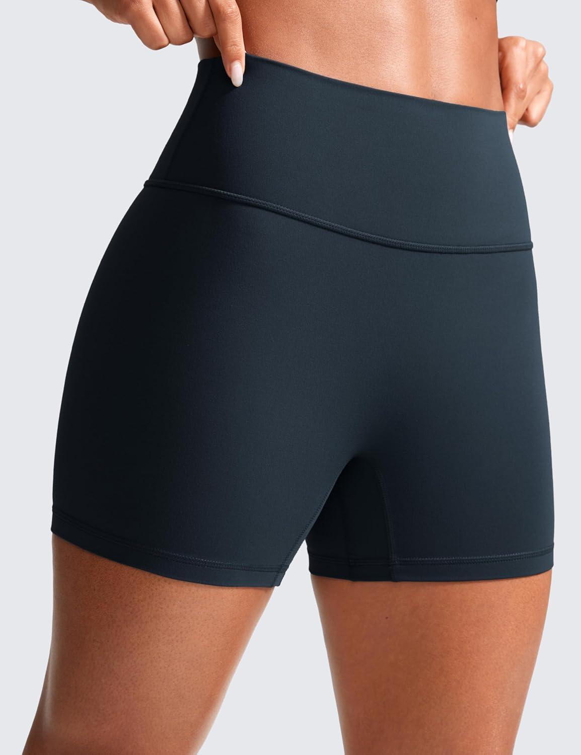 imageCRZ YOGA Secretsculpt Butterlift Biker Shorts 4quot No Front Seam High Waisted Womens Workout Gym Booty Scrunch ButtTrue Navy