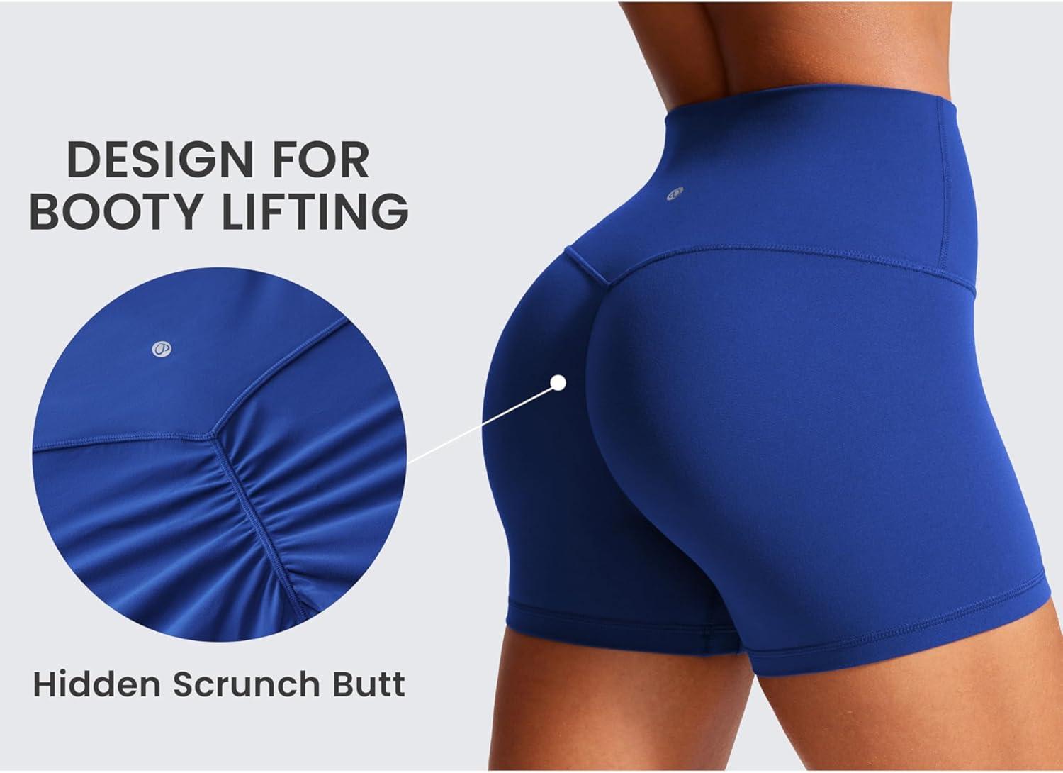 imageCRZ YOGA Secretsculpt Butterlift Biker Shorts 4quot No Front Seam High Waisted Womens Workout Gym Booty Scrunch ButtWaves Blue