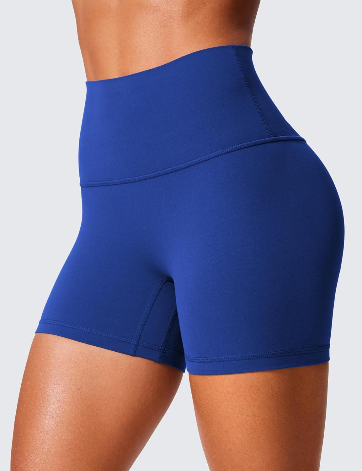 imageCRZ YOGA Secretsculpt Butterlift Biker Shorts 4quot No Front Seam High Waisted Womens Workout Gym Booty Scrunch ButtWaves Blue