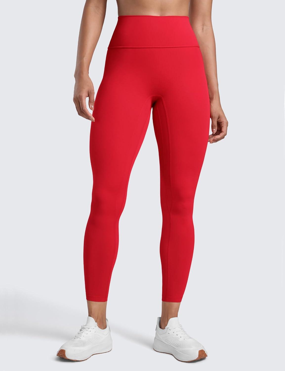 imageCRZ YOGA Secretsculpt Butterlift Workout Leggings 25quot No Front Seam High Waisted Womens Yoga Pants Booty Scrunch ButtAurora Red