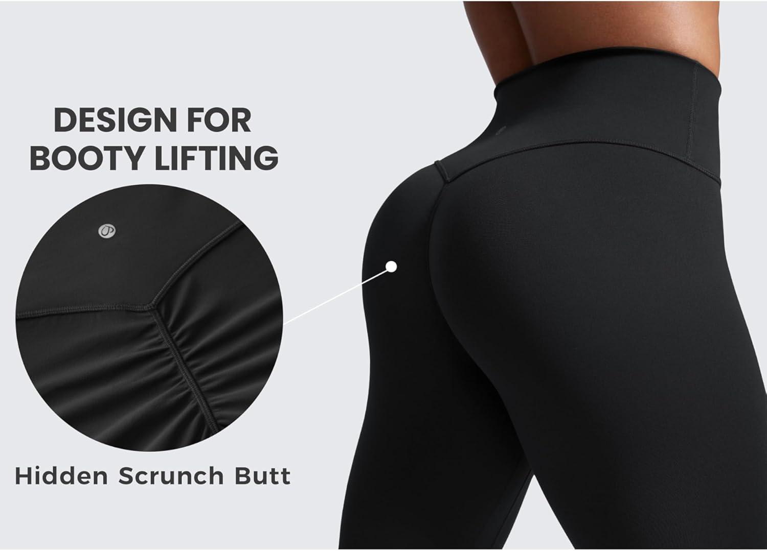 imageCRZ YOGA Secretsculpt Butterlift Workout Leggings 25quot No Front Seam High Waisted Womens Yoga Pants Booty Scrunch ButtBlack