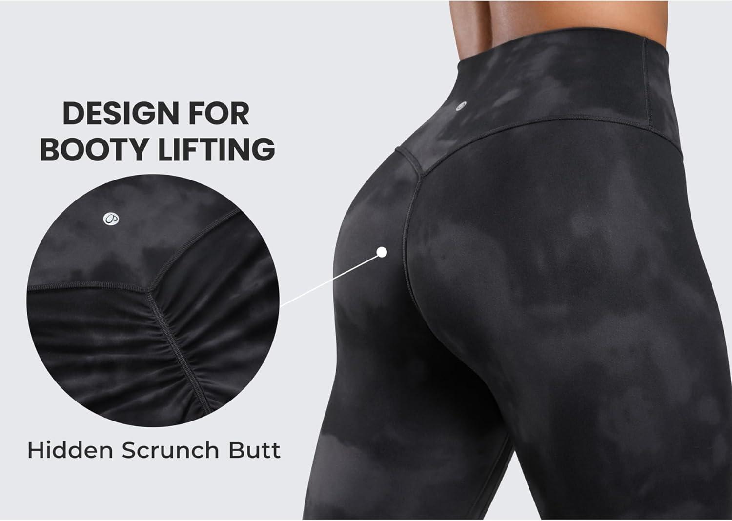 imageCRZ YOGA Secretsculpt Butterlift Workout Leggings 25quot No Front Seam High Waisted Womens Yoga Pants Booty Scrunch ButtBlack Tie Dye Flowers