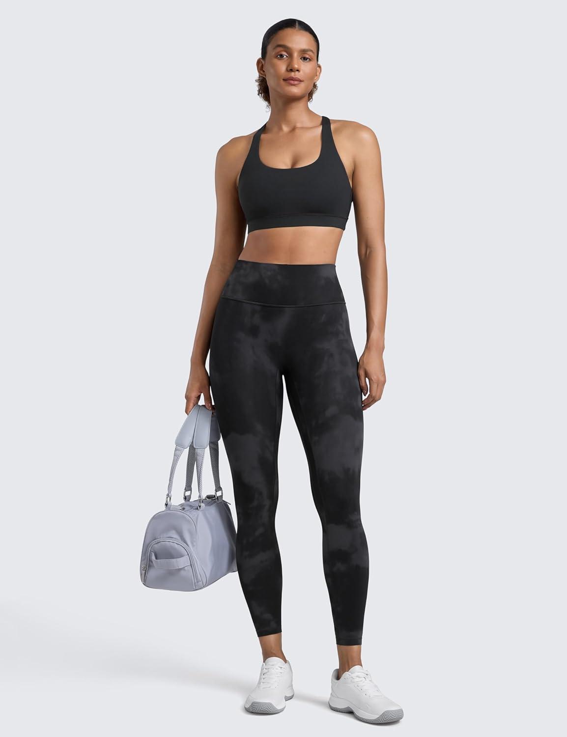 imageCRZ YOGA Secretsculpt Butterlift Workout Leggings 25quot No Front Seam High Waisted Womens Yoga Pants Booty Scrunch ButtBlack Tie Dye Flowers