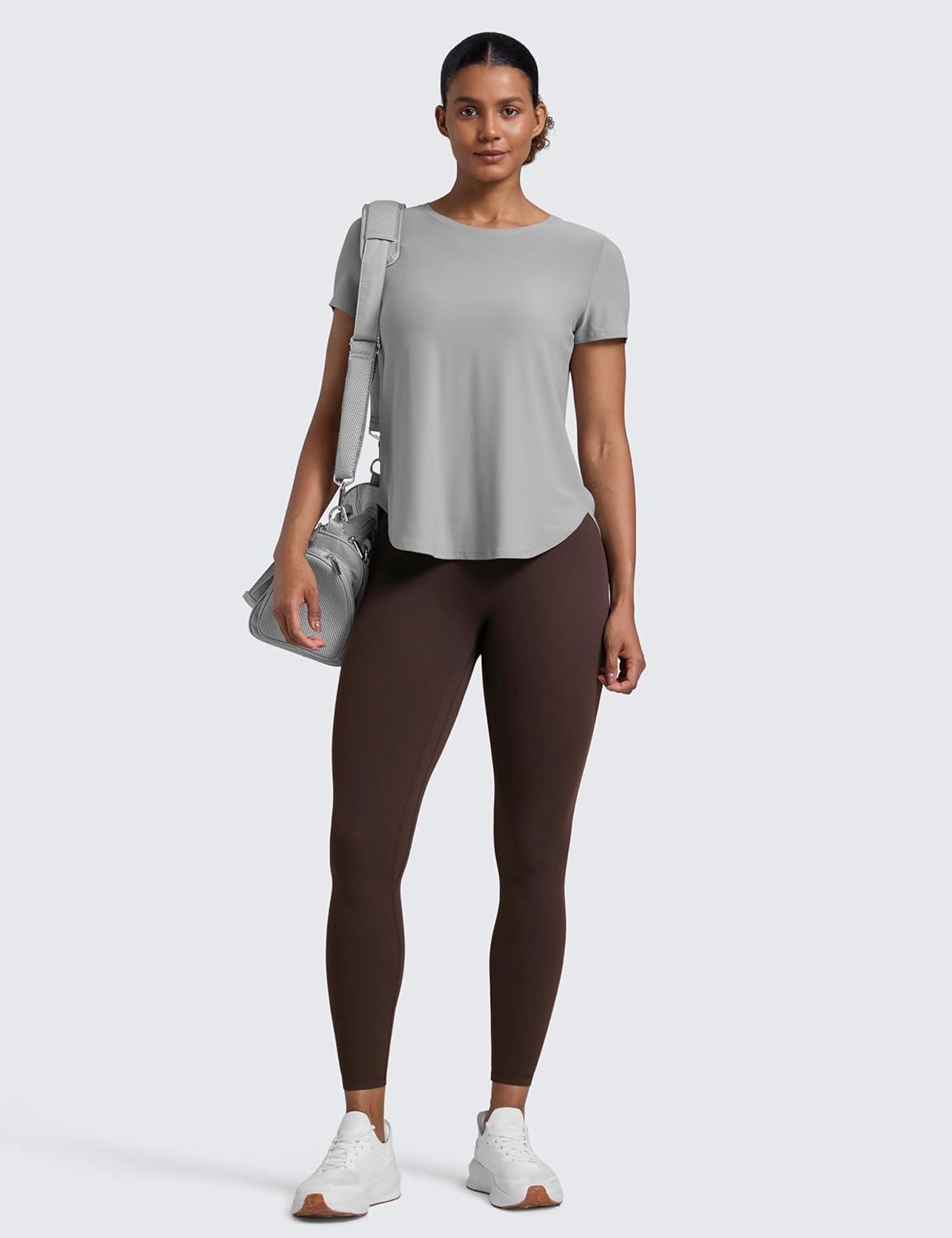 imageCRZ YOGA Secretsculpt Butterlift Workout Leggings 25quot No Front Seam High Waisted Womens Yoga Pants Booty Scrunch ButtHot Fudge Brown