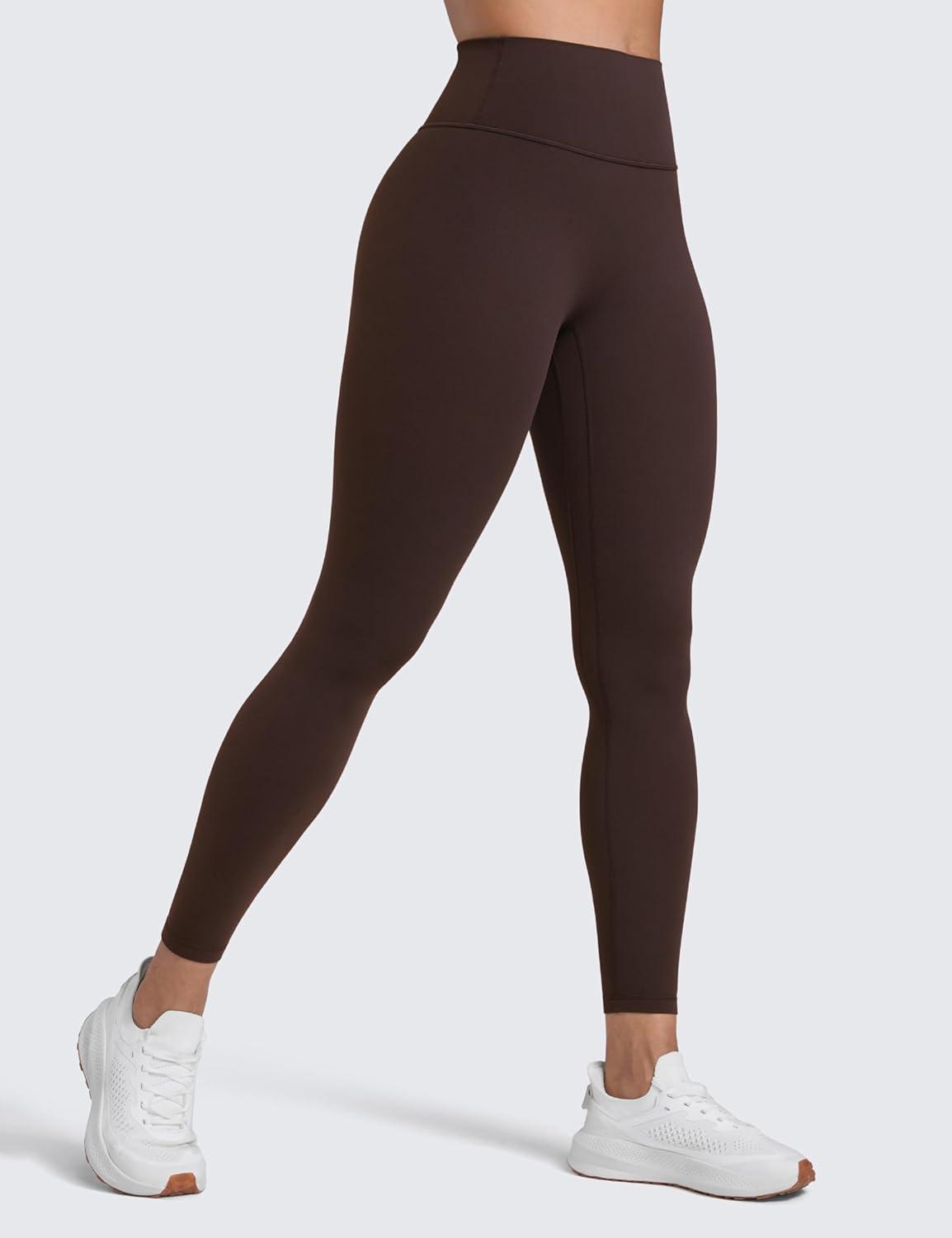 imageCRZ YOGA Secretsculpt Butterlift Workout Leggings 25quot No Front Seam High Waisted Womens Yoga Pants Booty Scrunch ButtHot Fudge Brown