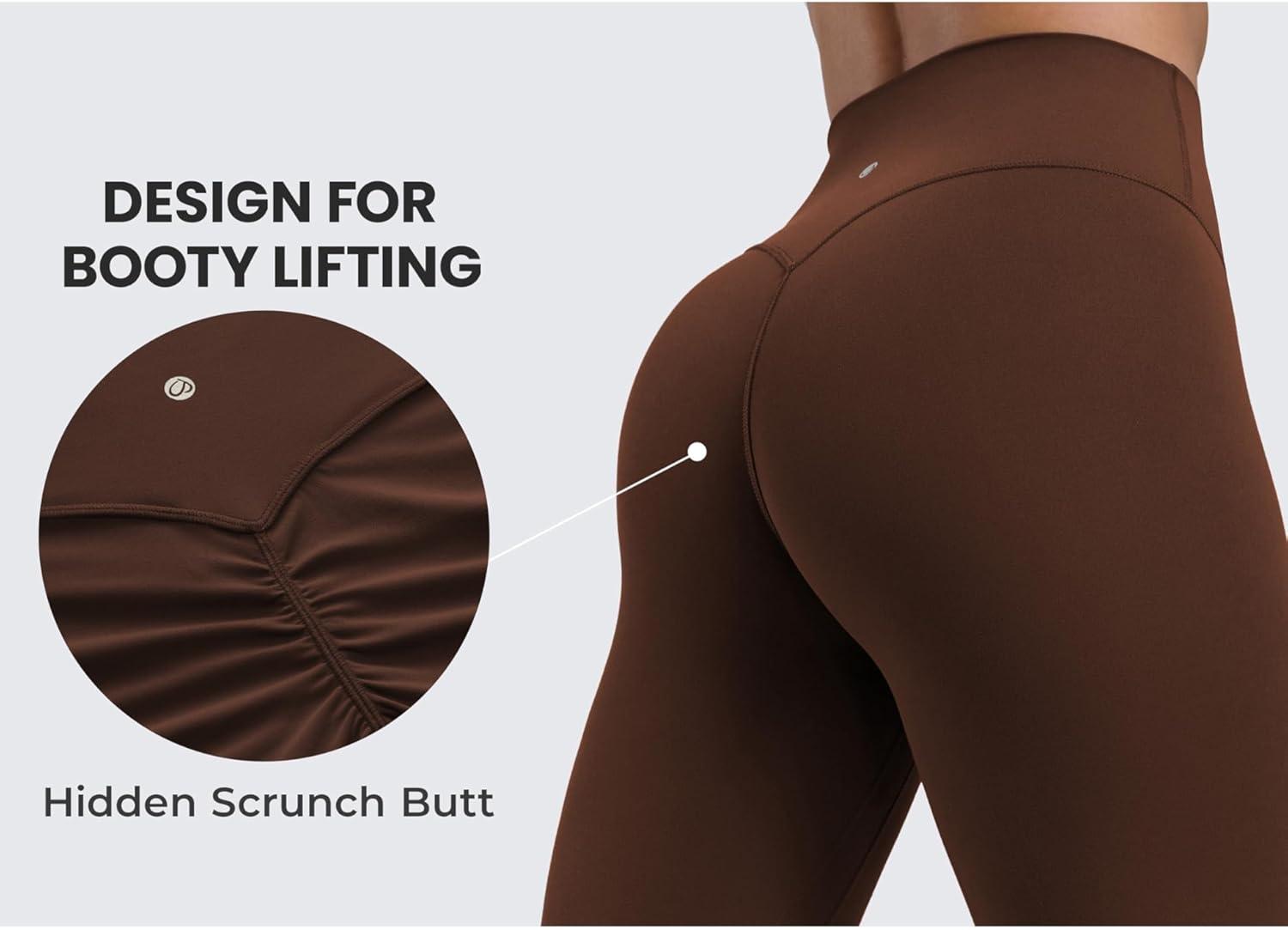 imageCRZ YOGA Secretsculpt Butterlift Workout Leggings 25quot No Front Seam High Waisted Womens Yoga Pants Booty Scrunch ButtLava Brown
