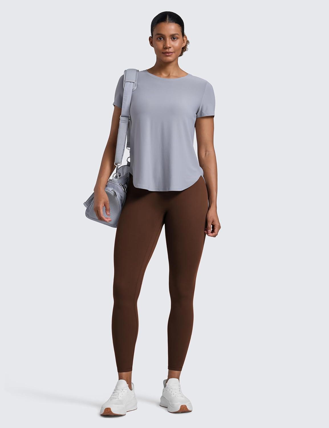 imageCRZ YOGA Secretsculpt Butterlift Workout Leggings 25quot No Front Seam High Waisted Womens Yoga Pants Booty Scrunch ButtLava Brown