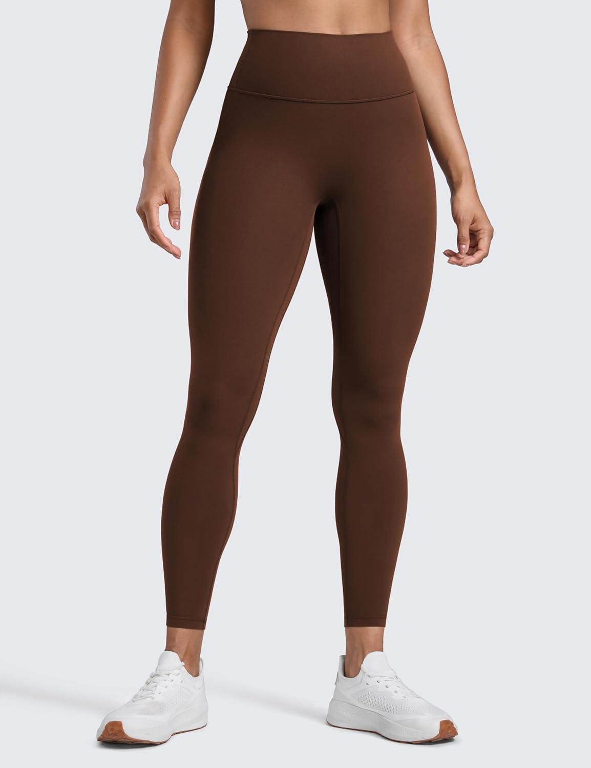 imageCRZ YOGA Secretsculpt Butterlift Workout Leggings 25quot No Front Seam High Waisted Womens Yoga Pants Booty Scrunch ButtLava Brown