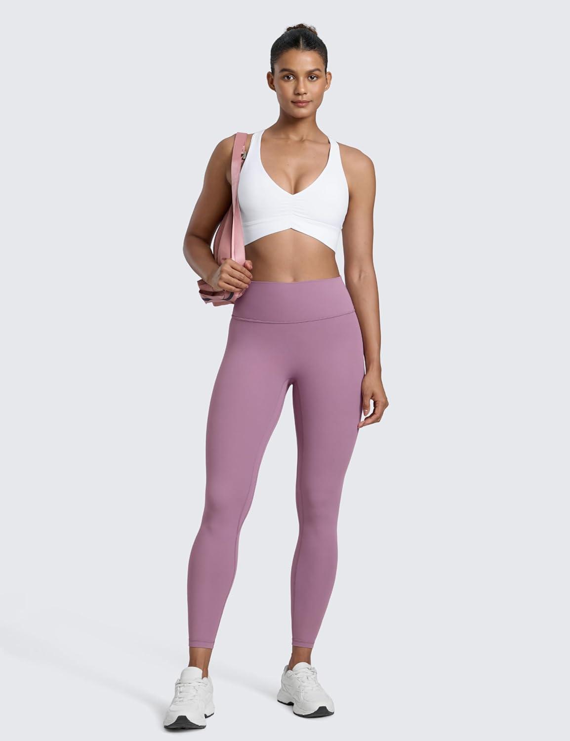 imageCRZ YOGA Secretsculpt Butterlift Workout Leggings 25quot No Front Seam High Waisted Womens Yoga Pants Booty Scrunch ButtLight Lavender