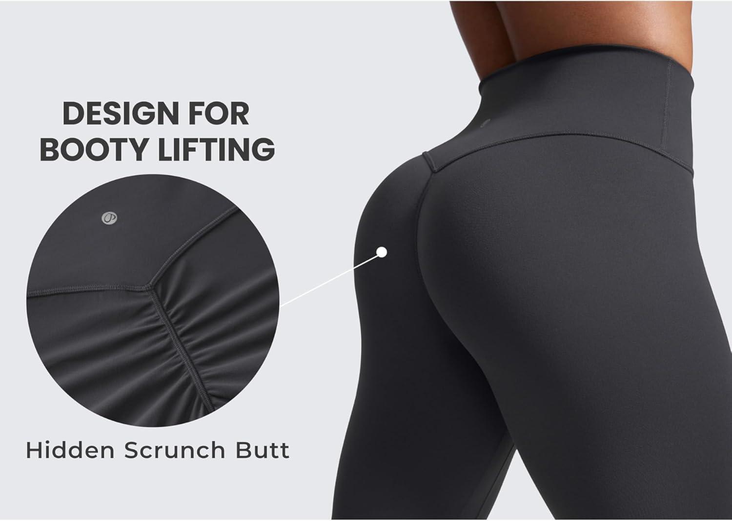 imageCRZ YOGA Secretsculpt Butterlift Workout Leggings 25quot No Front Seam High Waisted Womens Yoga Pants Booty Scrunch ButtMysterious Grey