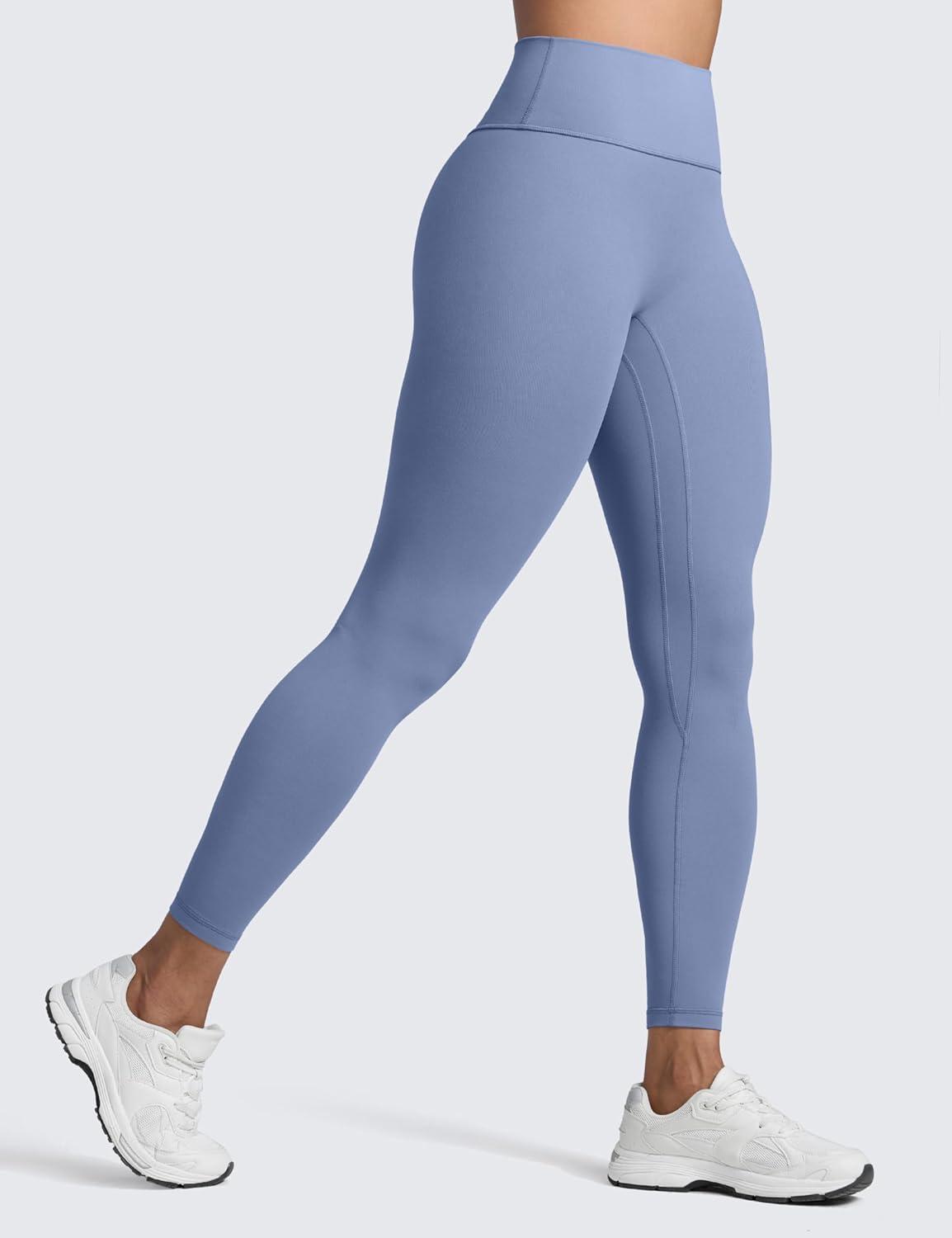 imageCRZ YOGA Secretsculpt Butterlift Workout Leggings 25quot No Front Seam High Waisted Womens Yoga Pants Booty Scrunch ButtOasis Blue