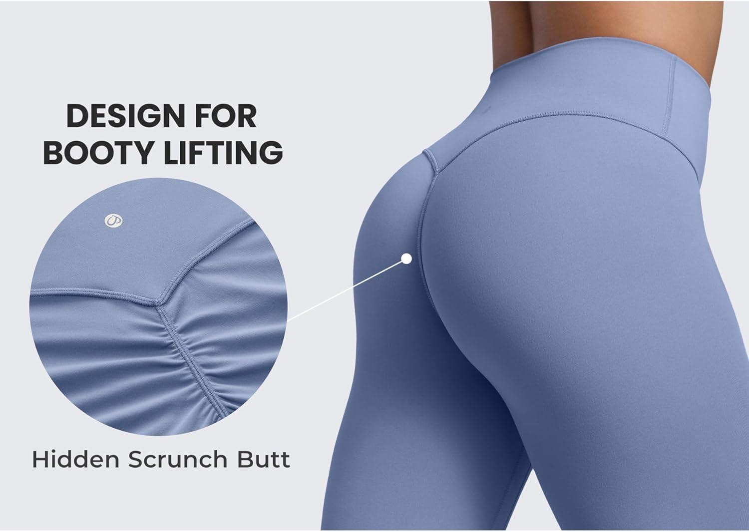 imageCRZ YOGA Secretsculpt Butterlift Workout Leggings 25quot No Front Seam High Waisted Womens Yoga Pants Booty Scrunch ButtOasis Blue