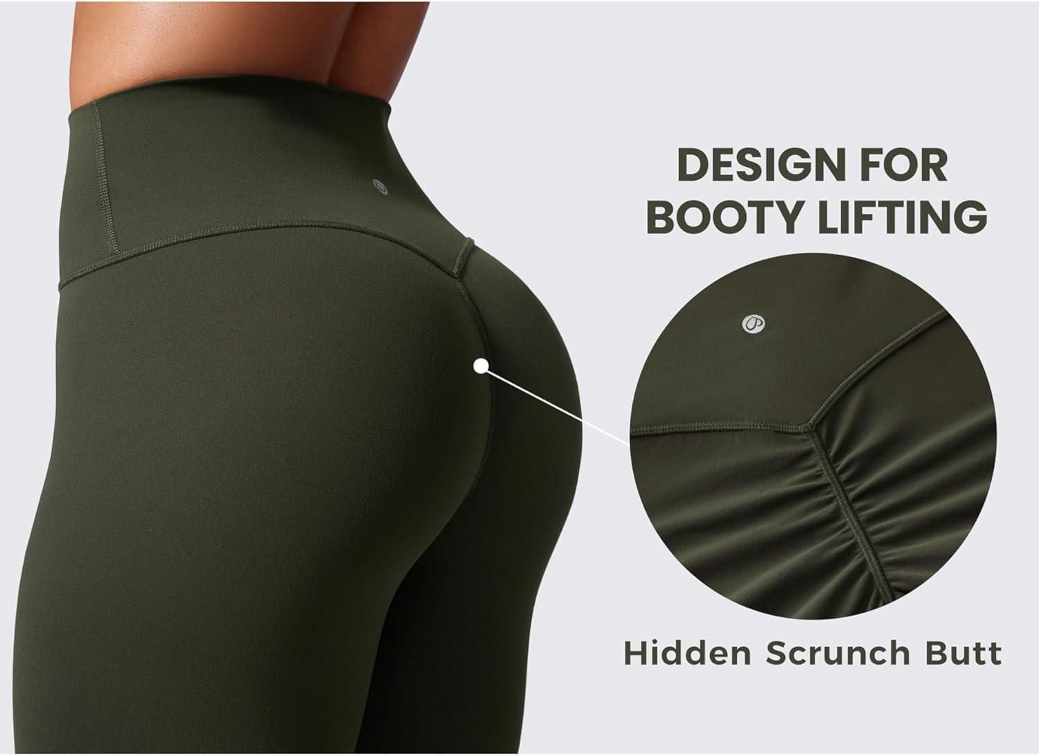 imageCRZ YOGA Secretsculpt Butterlift Workout Leggings 25quot No Front Seam High Waisted Womens Yoga Pants Booty Scrunch ButtOlive Green