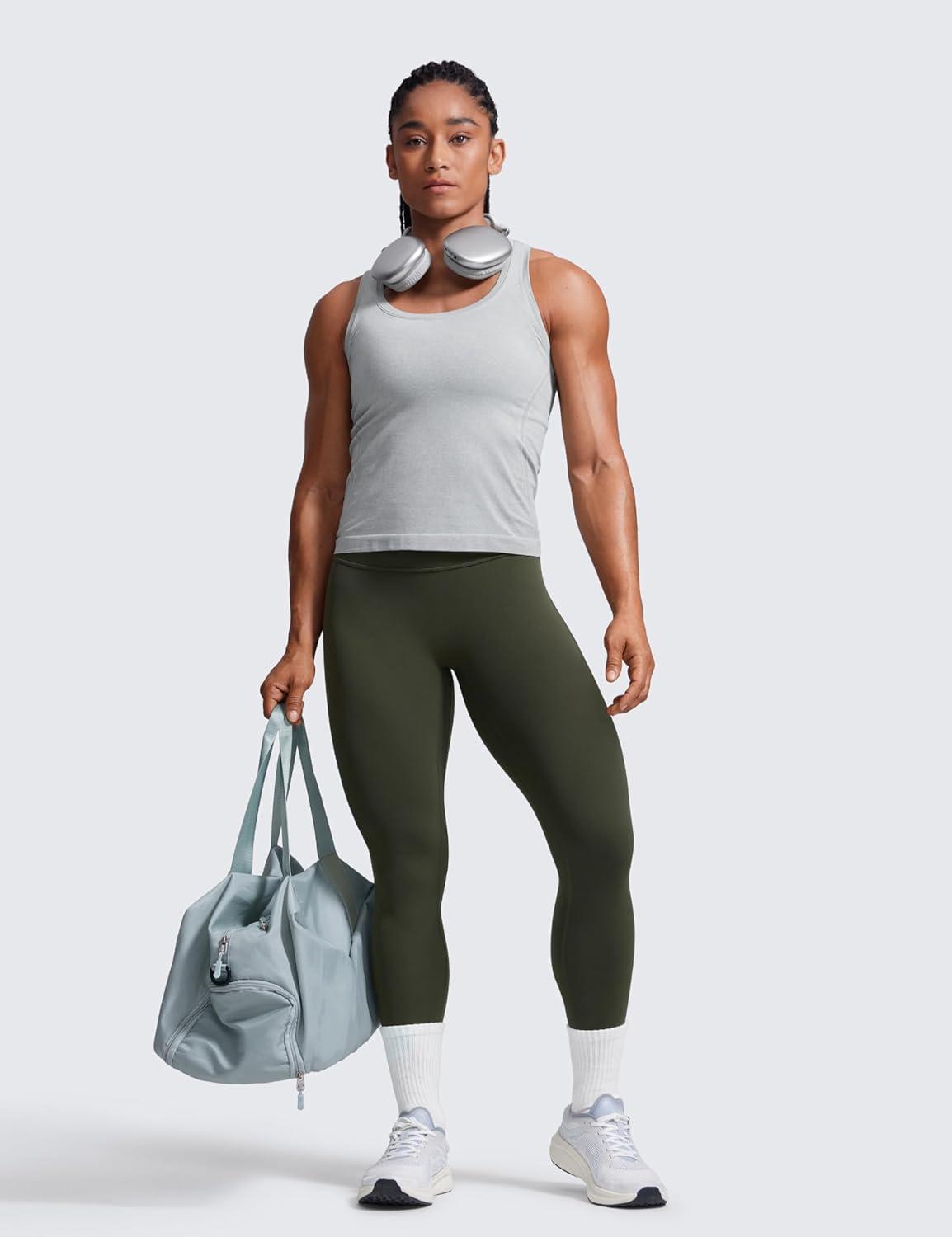 imageCRZ YOGA Secretsculpt Butterlift Workout Leggings 25quot No Front Seam High Waisted Womens Yoga Pants Booty Scrunch ButtOlive Green