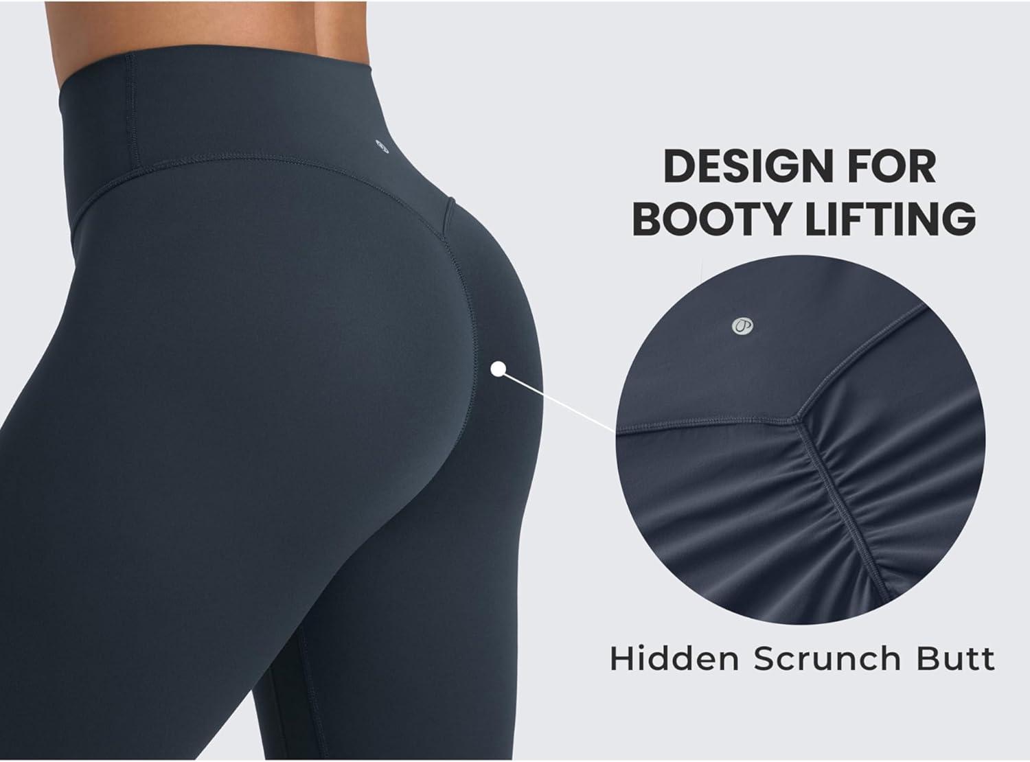 imageCRZ YOGA Secretsculpt Butterlift Workout Leggings 25quot No Front Seam High Waisted Womens Yoga Pants Booty Scrunch ButtTrue Navy